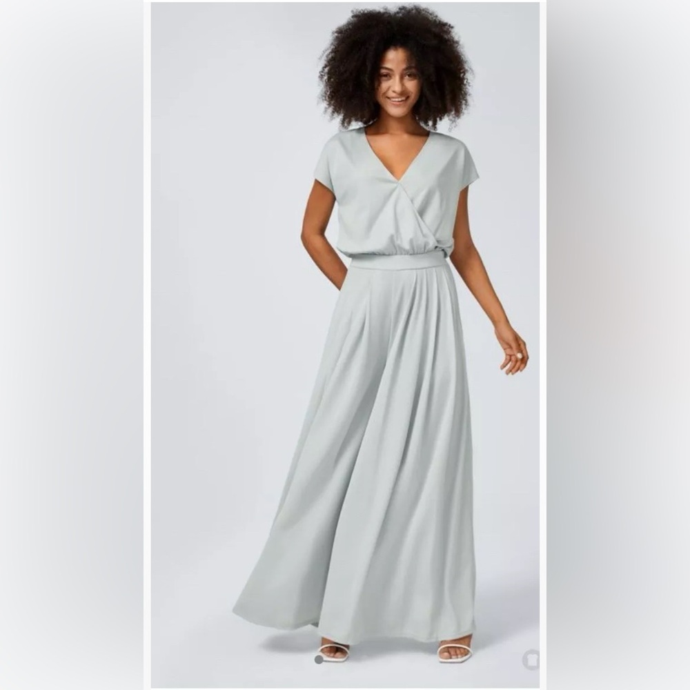 Halara V-Neck Short Sleeve Side Pocket Wide Leg Flowy Waffle Jumpsuit